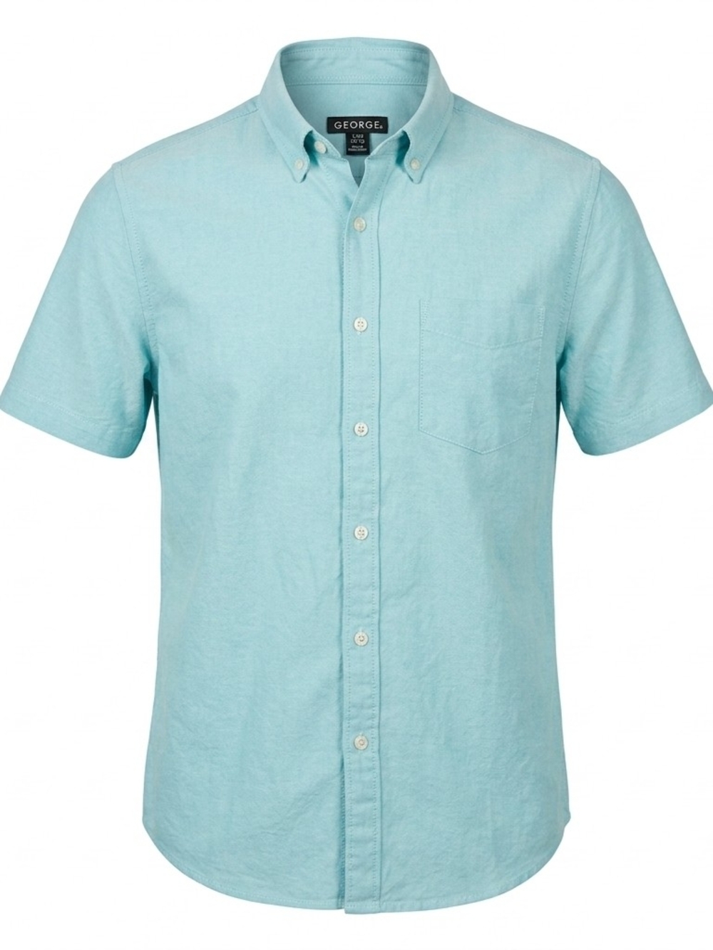 George‎ Men's Short Sleeve Button Down Shirt Light Blue Small 34-36